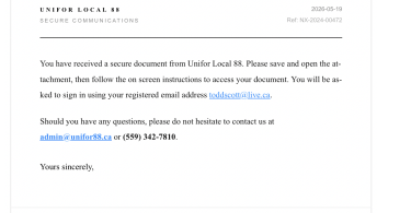 Scam email alert