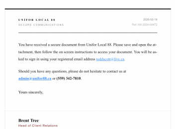 Scam email alert